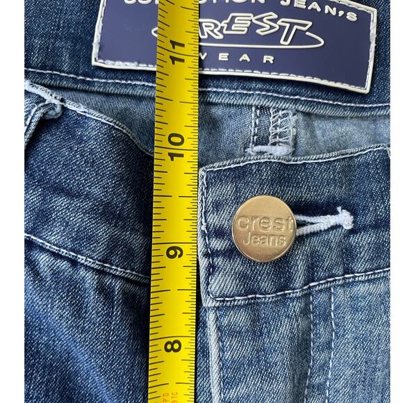 Y2K Denim Patchwork Capris Women's Size Small Midrise Stripe Paneled - Picture 9 of 9